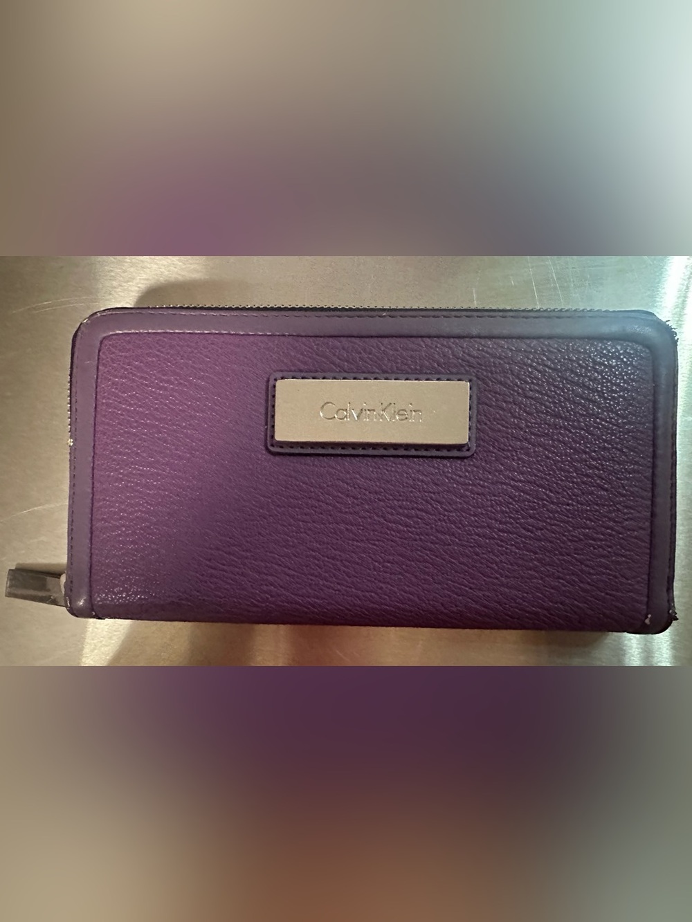 Calvin Klein Purple Women's Leather Zip-Around Wallet